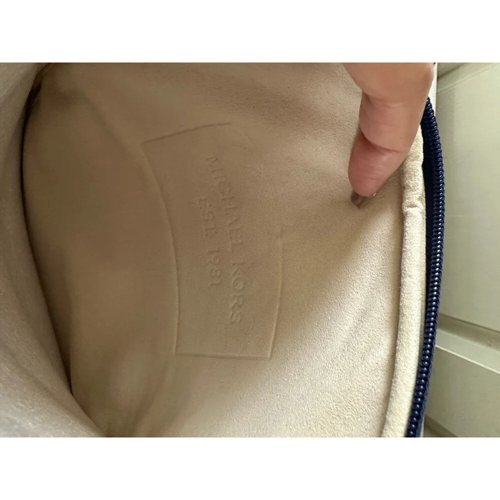 NWT Michael Kors Navy Signature Embossed Monogram Neoprene iPad Tablet Case